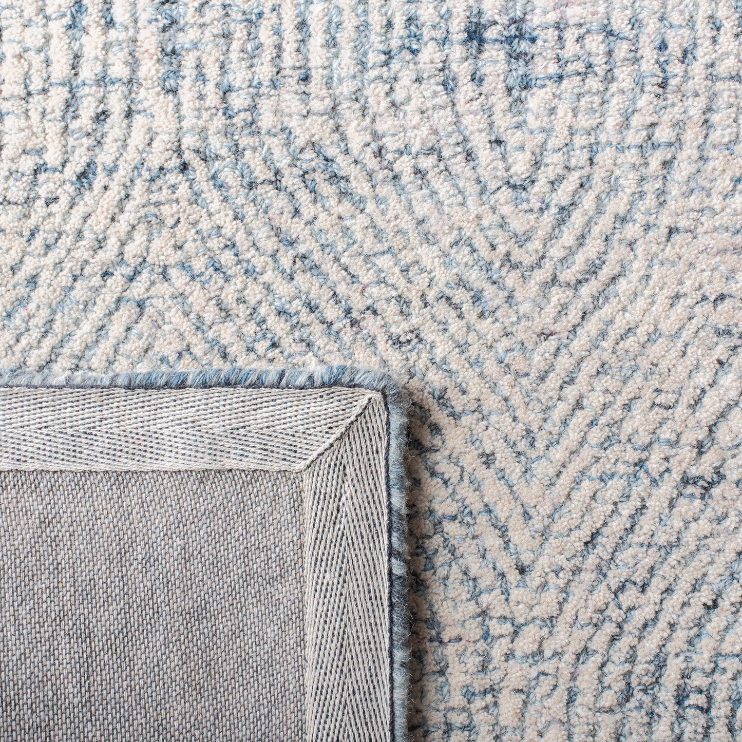 SAFAVIEH Abstract Collection Runner Rug - 2'3" x 16', Ivory & Blue, Handmade Wool, Ideal for High Traffic Areas in Living Room, Bedroom (ABT340M)