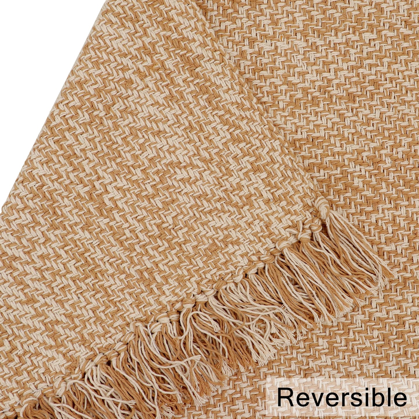COTTON CRAFT Woven Area Rug - Reversible Boho Farmhouse Rustic Cotton Throw Rug Carpet with Fringe - Machine Washable Accent Mat for Bedroom Living Room Entryway Bathroom Dorm - 22x34 - Tan Natural