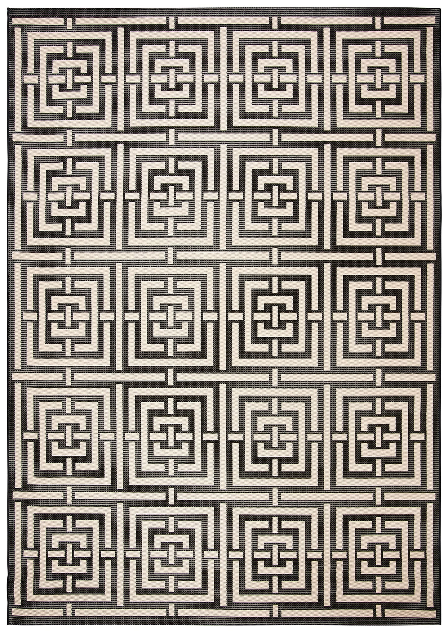 SAFAVIEH Courtyard Collection 9' x 12' Black/Bone CY6937 Indoor/ Outdoor Splashproof Easy Scrubbing Patio Backyard Mudroom Area Rug