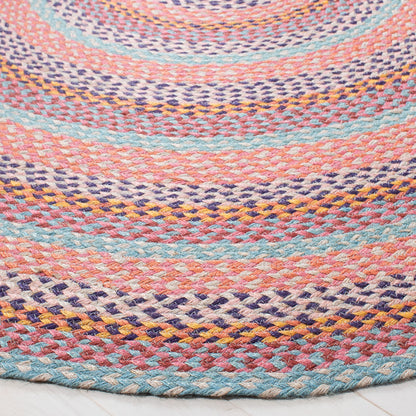 SAFAVIEH Cape Cod Collection Area Rug - 3' x 5' Oval, Pink & Blue, Handmade Braided Jute, Ideal for High Traffic Areas in Living Room, Bedroom (CAP241U)