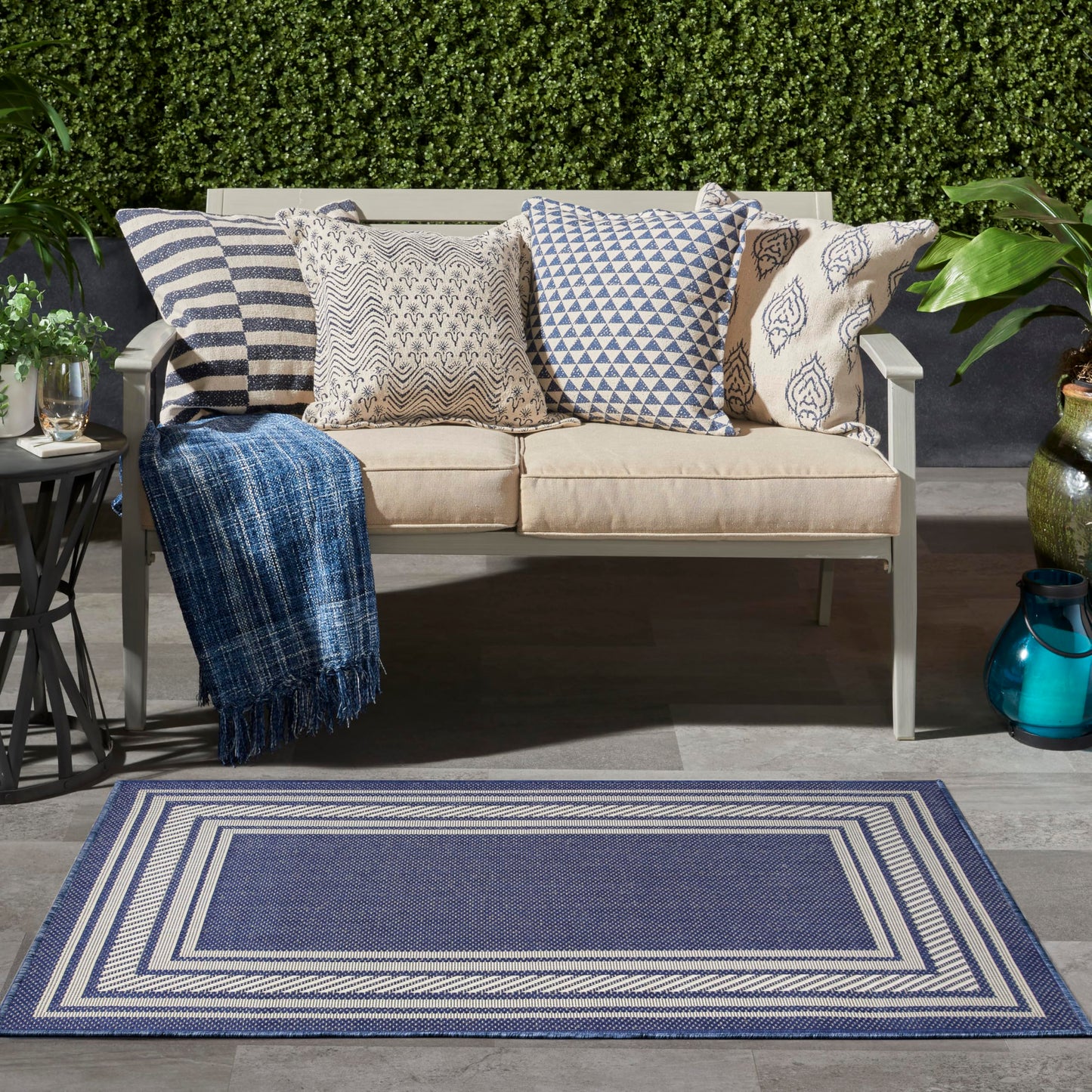 Nourison Home Horizon Indoor/Outdoor Navy 3' x 5' Area Rug - Easy Clean, Non Shedding, Bed Room, Living Room, Dining Room, Kitchen (3' x 5')