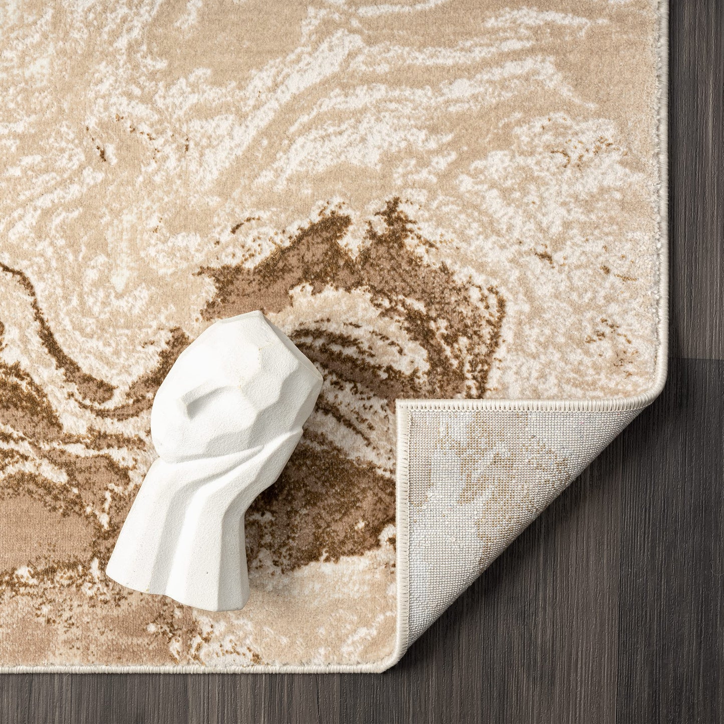 LUXE WEAVERS Marble Swirl Abstract Area Rug, Beige 4x5