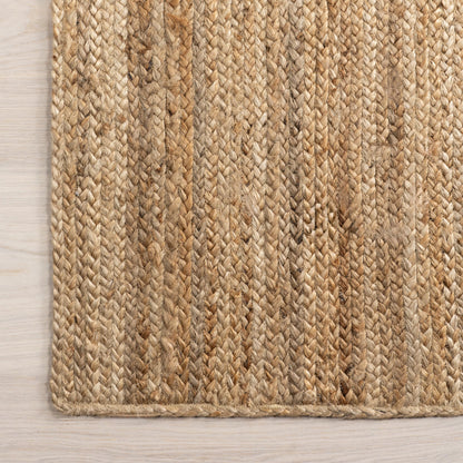 nuLOOM 3 Round Rigo Jute Hand Woven Area Rug, Natural, Solid Farmhouse Design, Natural Fiber, For Bedroom, Living Room, Dining Room, Hallway, Office, Kitchen, Entryway