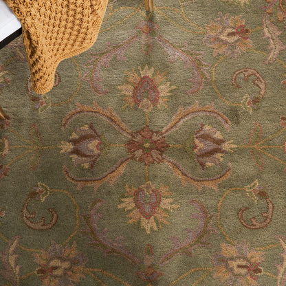 SAFAVIEH Heritage Collection Area Rug - 7'6" x 9'6" Oval, Green & Gold, Handmade Traditional Oriental Wool, Ideal for High Traffic Areas in Living Room, Bedroom (HG811A)