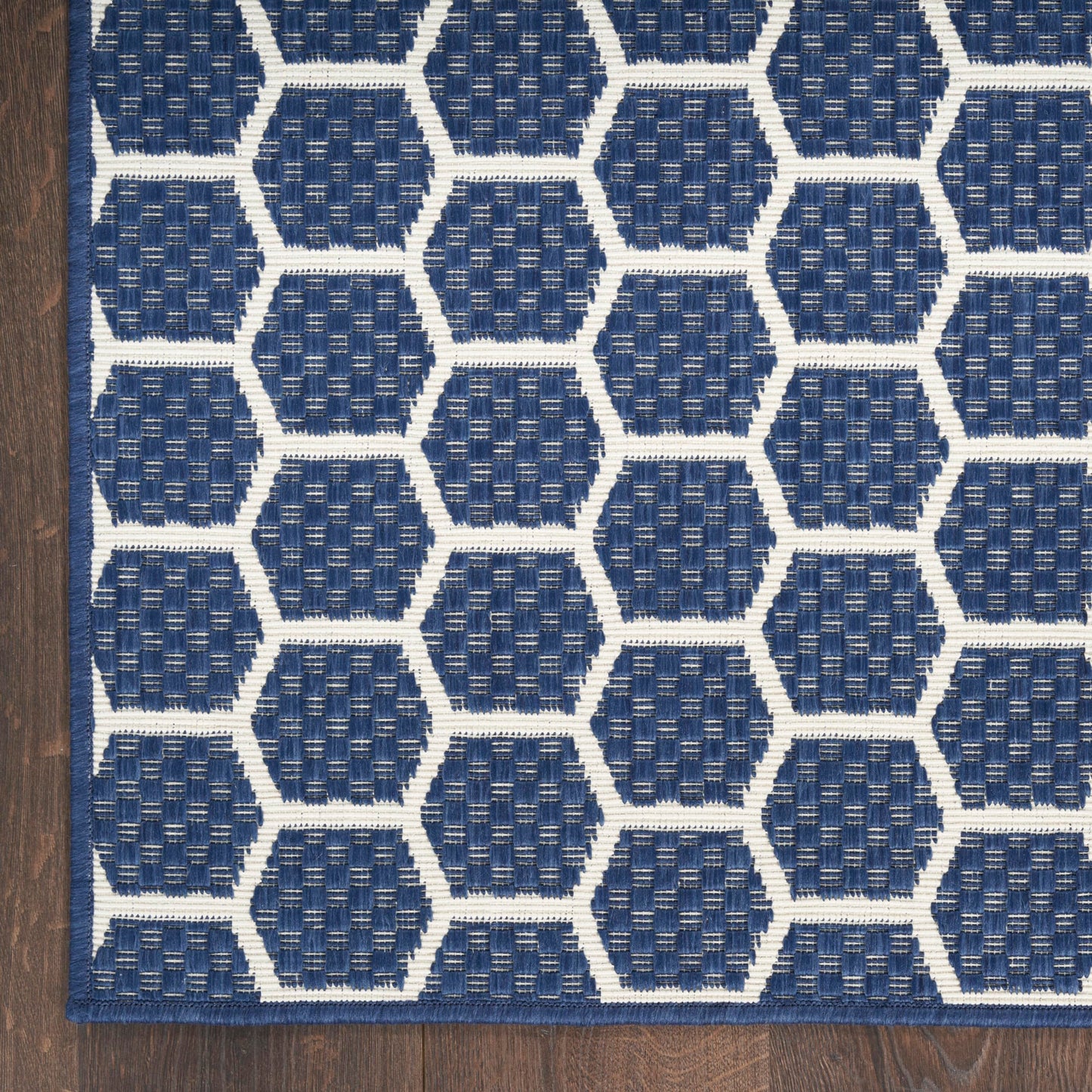 Nourison Home Reversible Indoor Outdoor Navy 2'2" x 8' Area Rug - Easy Clean, Non Shedding, Bed Room, Living Room, Dining Room, Kitchen (8' Runner)