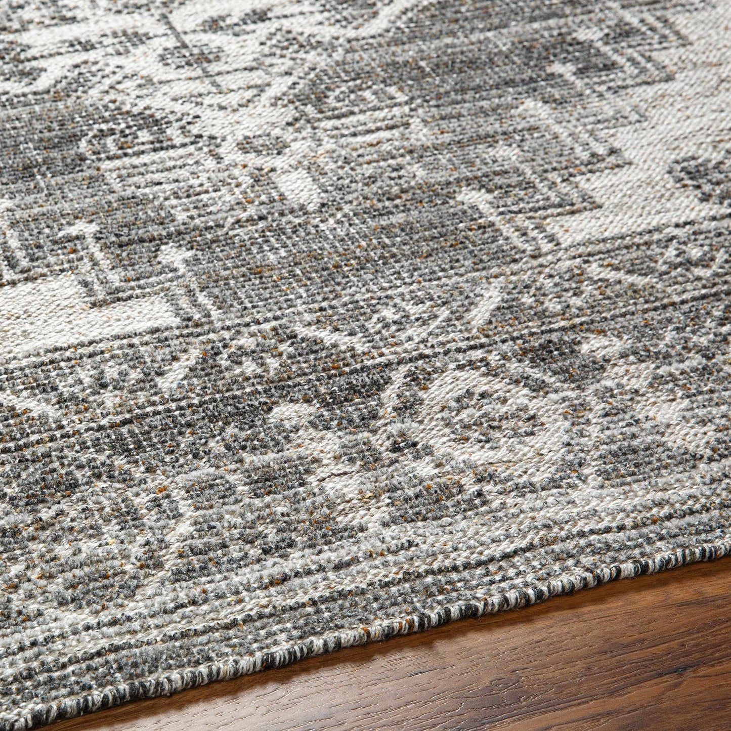 Hauteloom Rona Recycled Material Living Room, Bedroom Area Rug - Traditional - Gray, Black, Ivory - 2' x 3'