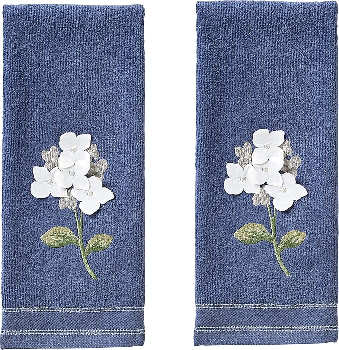 SKL Home Farm Hydrangea 100% Cotton 3D Embroidered 2pc Hand Towel Set,