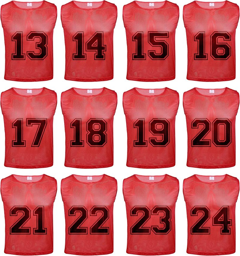 Athllete 12 Pcs Duramesh Pinnies | Numbered Scrimmage Vests for Kids & Adults Soccer