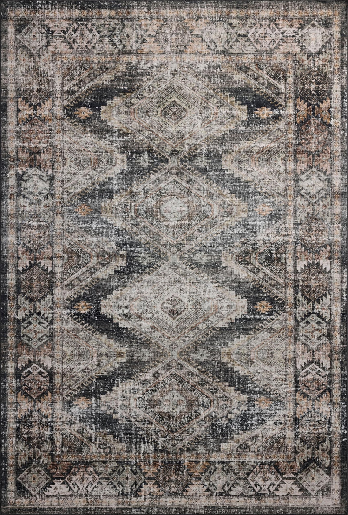 Loloi Amber Lewis Josie Collection JOS-04 Ink/Earth 9'-0" x 12'-0", .13" Pile Height, Low Profile, Machine Washable, Area Rug