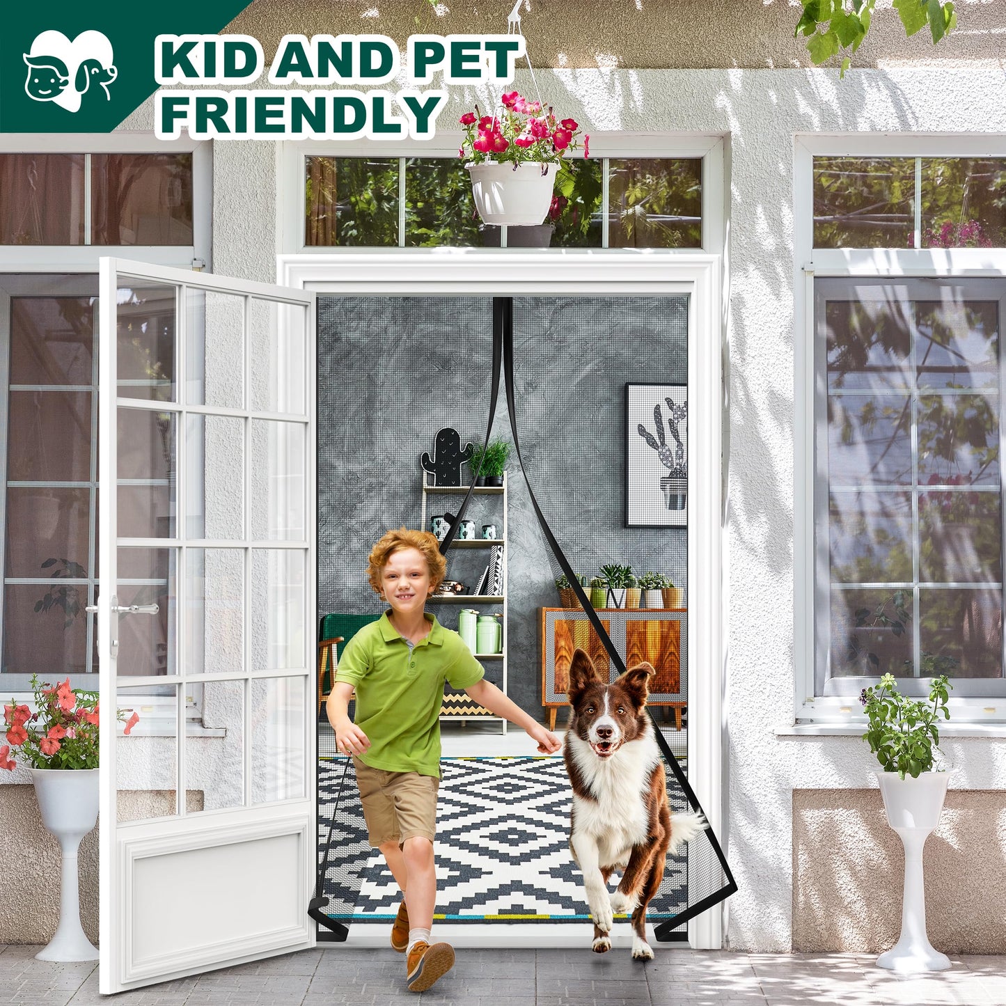 HADOR Adjustable Magnetic Screen Door Fit Door Size Width 29" - 33" Height 79" - 81", DIY Widen Heavy Duty Door Net Screen Mesh with Strong Magnet for Front Back, Black