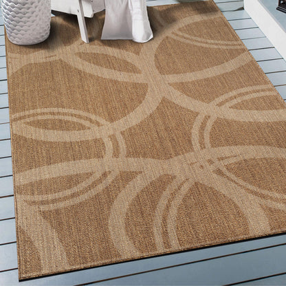 Rugshop Abstract Indoor Outdoor Flat Woven Area Rug,Natural Jute-Style,Easy-Care Patio Rug for Backyard Porch Deck Balcony, 4' x 6' Sand/Natural