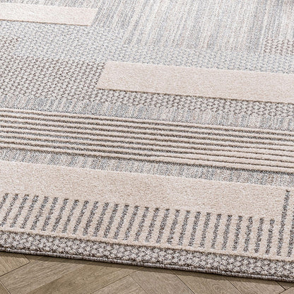 Well Woven Harlow Collection Briar Beige - Modern Tribal Minimalist Geometric 5x7 Area Rug - Ideal for Living Room, Dining Room & Bedroom - Durable, Stain Resistant & Easy to Clean