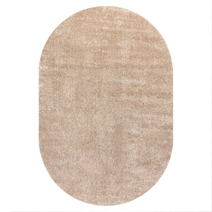 JONATHAN Y Haze Solid Low-Pile Beige 3x5 Oval Indoor Area Rug, Coastal,Bohemian,Minimalist,Classic, Easy-Cleaning for Living Room,Bedroom,Kitchen,Pet Friendly,Non-Shedding (SEU100G-3OV)
