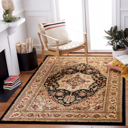 SAFAVIEH Lyndhurst Collection Area Rug - 6' x 9', Black & Beige, Traditional Oriental Design, Non-Shedding & Easy Care, Ideal for High Traffic Areas in Living Room, Bedroom (LNH330Z)