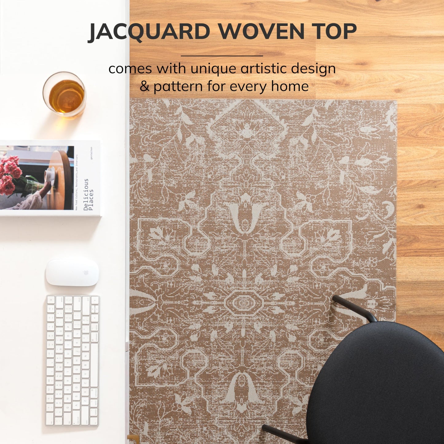 Anji Mountain Rug'd Office Chair Mat for Carpet & Hardwood Floor - Jacquard Woven, Anti-Slip Backing, Low Pile, Floor Protector Desk Chair Mat, Office Rugs for Rolling Chairs (Tamanrasset - 36" x 48")