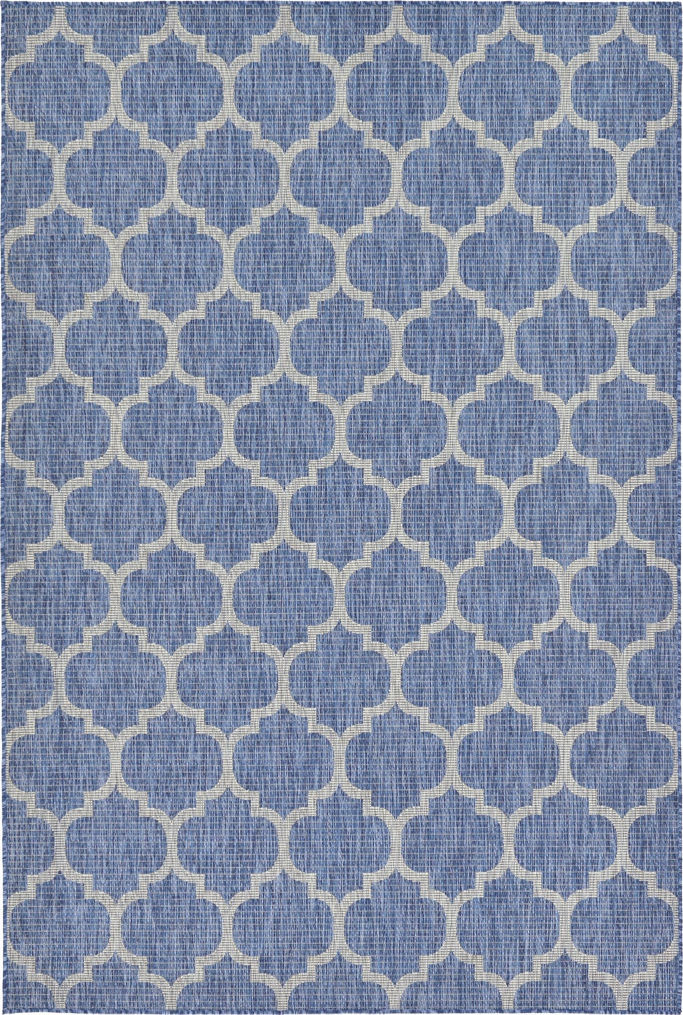 Unique Loom Outdoor Trellis Collection Area Rug (6' 1" x 9' Rectangle, Navy Blue/ Ivory)