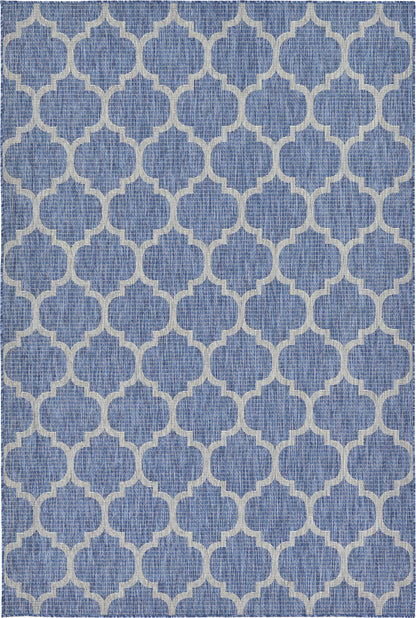Unique Loom Outdoor Trellis Collection Area Rug (6' 1" x 9' Rectangle, Navy Blue/ Ivory)