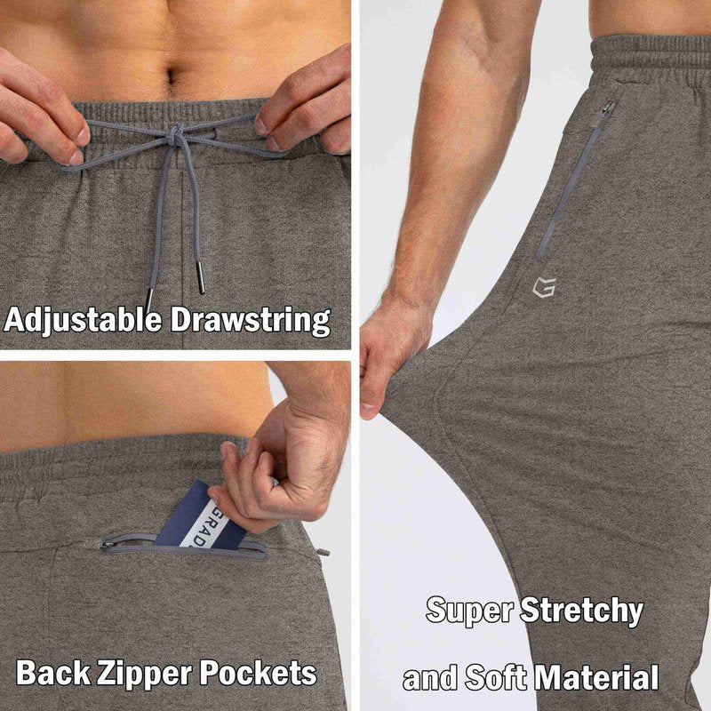 G Gradual Men's Sweatpants with Zipper Pockets Tapered Joggers for Men Athletic Pants for Workout, Jogging, Running (Heathered Brown Light, 3X-Large)