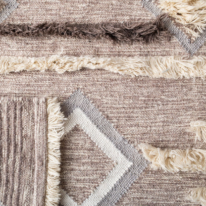 SAFAVIEH Kenya Collection Area Rug - 6' x 9', Ivory & Brown, Handmade Moroccan Boho Tribal Wool, Ideal for High Traffic Areas in Living Room, Bedroom (KNY458A)