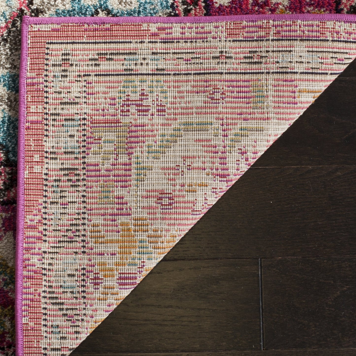 SAFAVIEH Monaco Collection Area Rug - 5'1" x 7'7", Pink & Multi, Non-Shedding & Easy to Clean, Distressed Medallion Design, Ideal for Living Room, Bedroom, Dining Space (MNC243D)