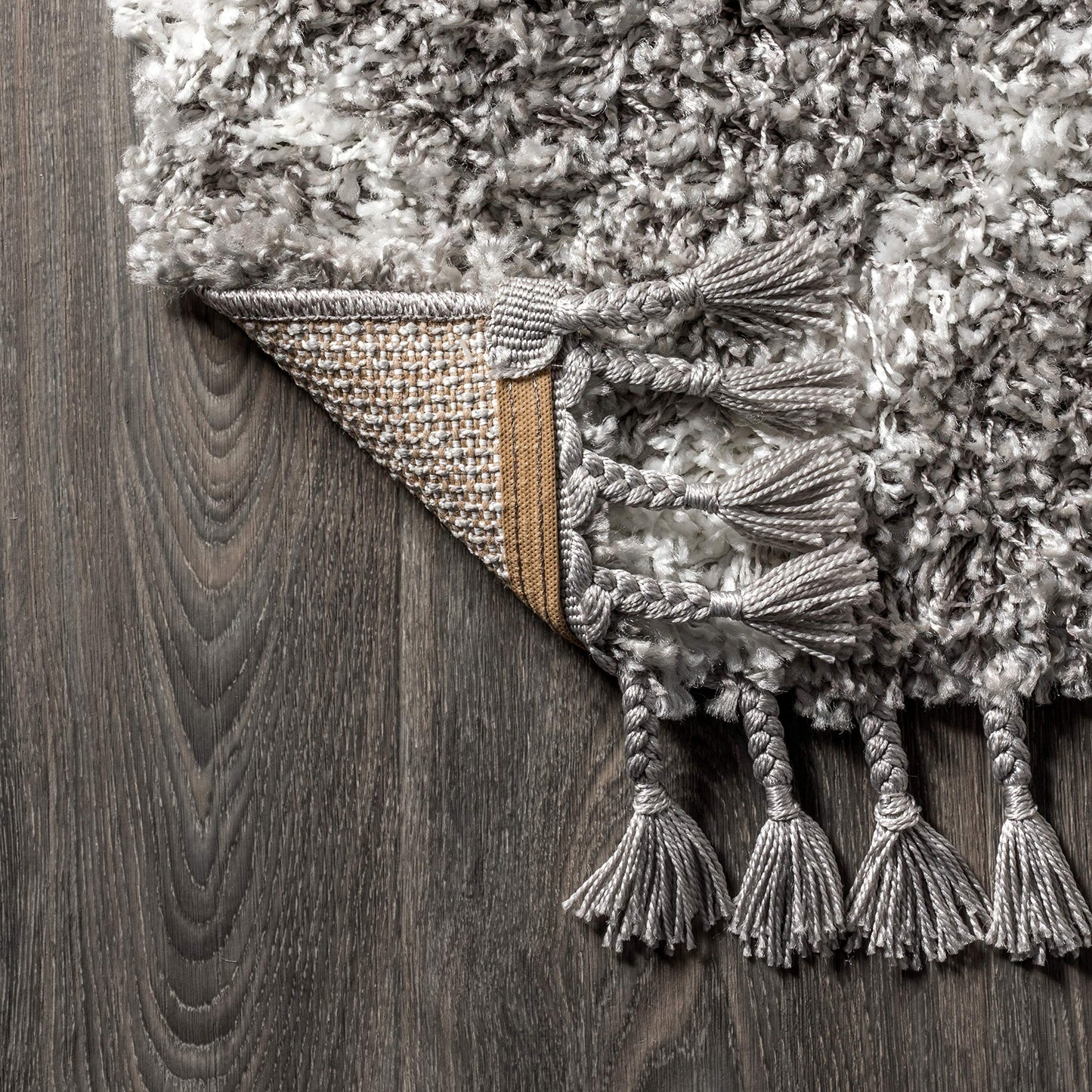 JONATHAN Y Mercer Shag Plush Tassel Gray/Ivory Indoor Area Rug, 3x5, Moroccan Geometric Trellis, Contemporary, Easy-Cleaning for Living Room, Bedroom, Kitchen, Pet Friendly, Non-Shedding (MCR102C-3)
