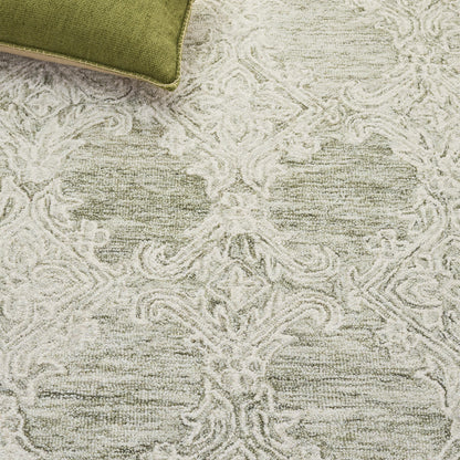 SAFAVIEH Abstract Collection Runner Rug - 2'3" x 8', Green & Ivory, Handmade Wool, Ideal for Hallway, Foyer, Entryway, Bedroom (ABT561Y)