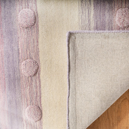 SAFAVIEH Kids Collection Area Rug - 5' x 8', Light Purple & Ivory, Handmade Stripe Wool, Ideal for High Traffic Areas in Living Room, Bedroom (SFK801V)
