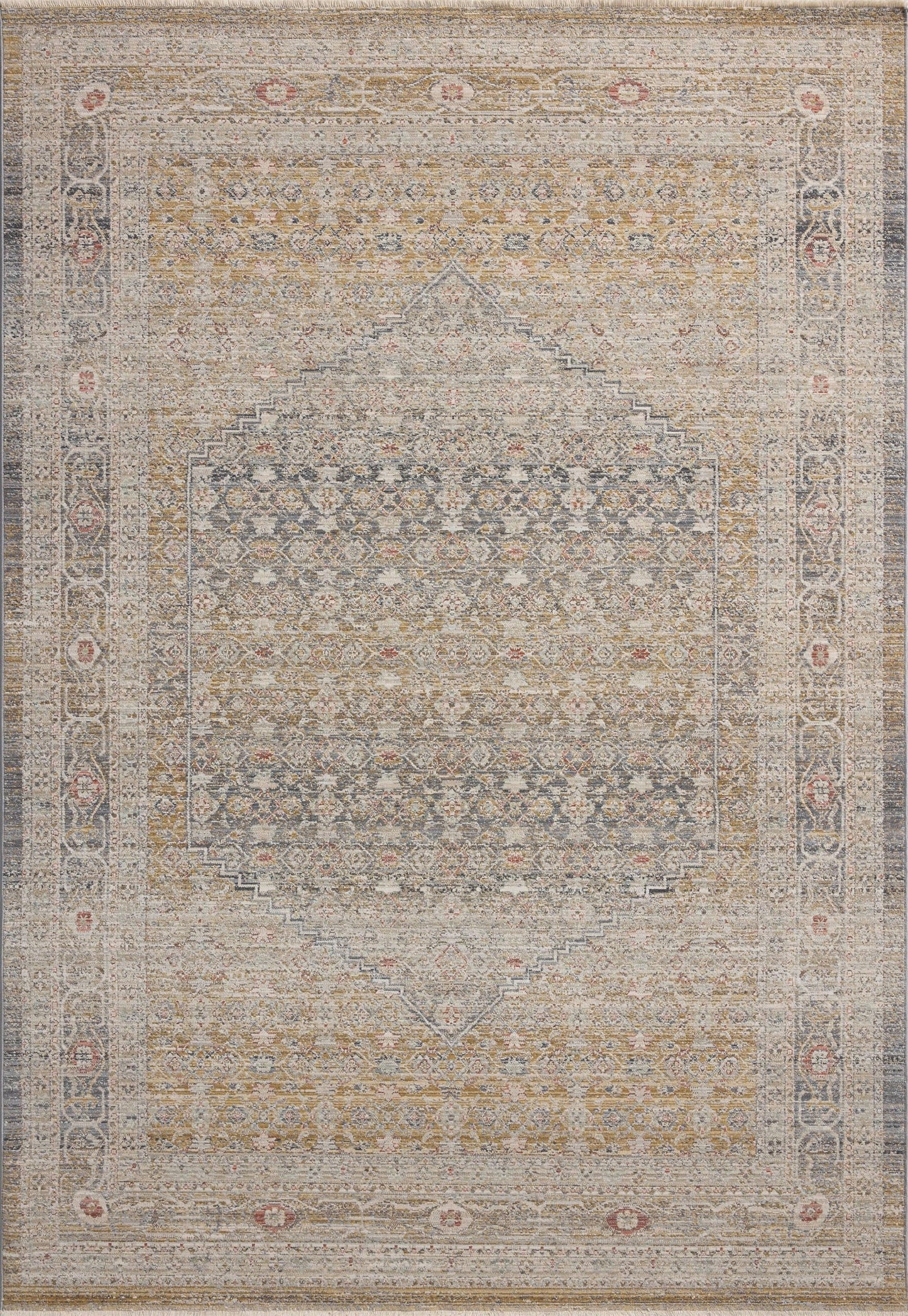 Loloi Chris Loves Julia Ida Collection IDA-02 Stone/Gold 3'-6" x 5'-6", .19" Pile Height, Accent Rug