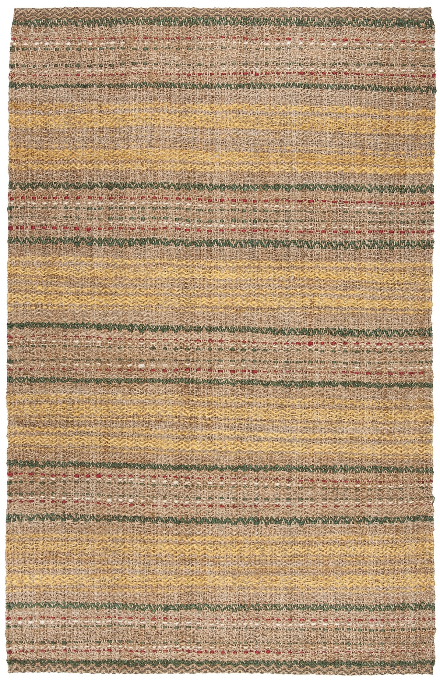 SAFAVIEH Natural Fiber Collection Area Rug - 6' x 9', Natural & Gold, Handmade Stripe Jute, Ideal for High Traffic Areas in Living Room, Bedroom (NF202B)