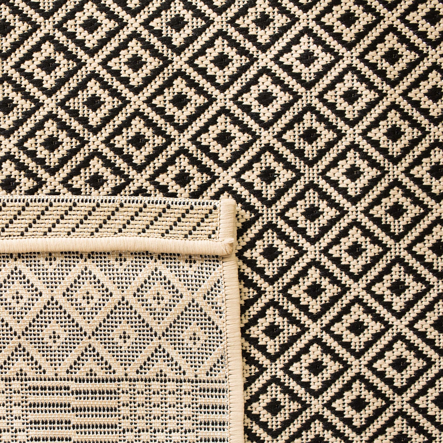 SAFAVIEH Washable Rug Outdoor Courtyard Collection - 8' x 10', Beige & Black, Non-Shedding & Easy Cleaning, Ideal for Patio, Backyard, Mudroom, DIning Space (CY6235-25612)