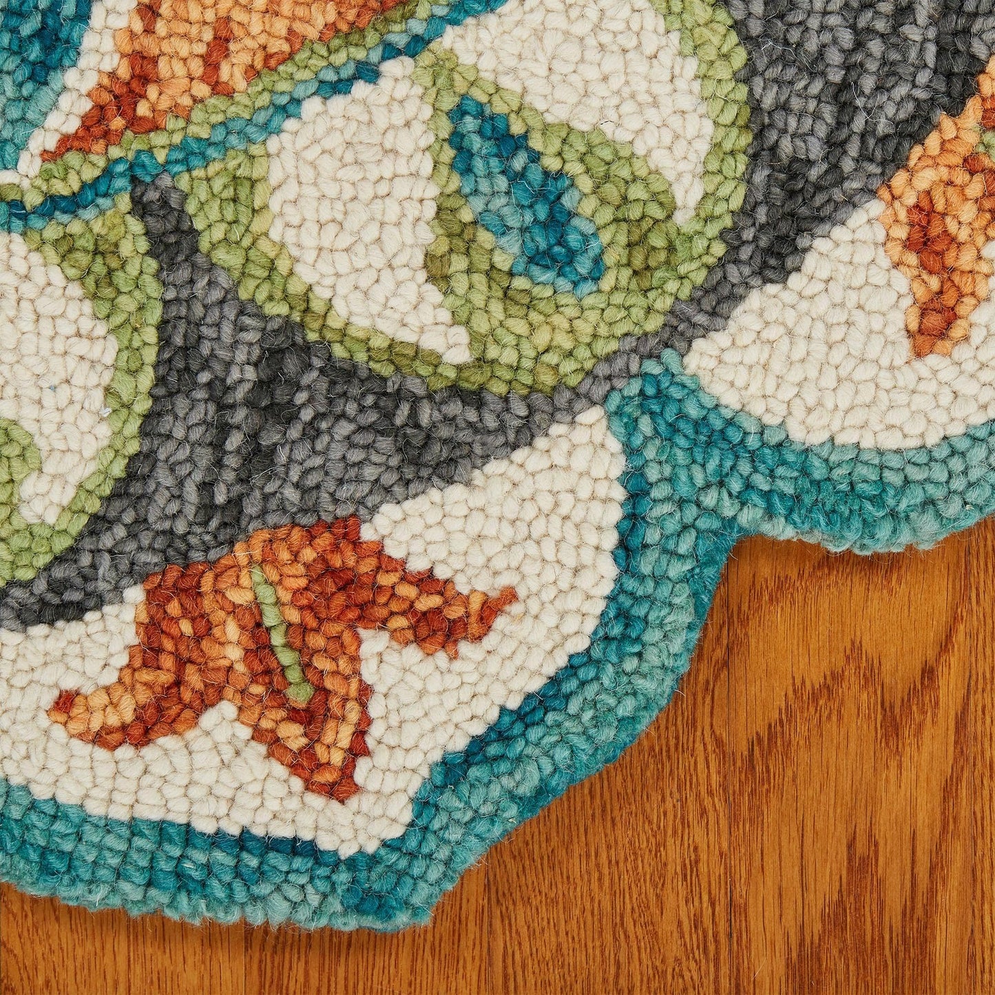 LR Home 6ft Round Indoor Wool Area Rug for Home Decor | Rugs for Living Room, Bedroom, Playroom, Entryway, Office | Hand Woven Modern Farmhouse Large Boho Area Rug for Room Decor | Rust/Teal