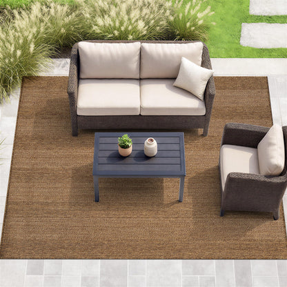 Rugshop Striped Indoor Outdoor Flat Woven Area Rug,Natural Jute-Style,Easy-Care Patio Rug for Backyard Porch Deck Balcony, 6'6" x 9' Natural/Jute