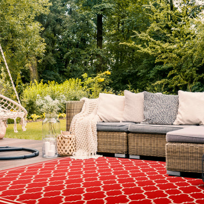 SAFAVIEH Washable Rug Outdoor Courtyard Collection - 9' x 12', Red & Bone, Non-Shedding & Easy Cleaning, Ideal for Patio, Backyard, Mudroom (CY6918-248)
