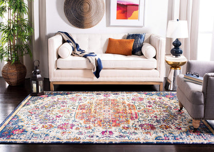 SAFAVIEH Area Rug 8x10 - Madison Collection - Large - Ivory & Orange, Boho Chic Medallion Distressed Design, Non-Shedding & Easy Cleaning, Ideal for Living Room, Bedroom, Dining Space (MAD447A)