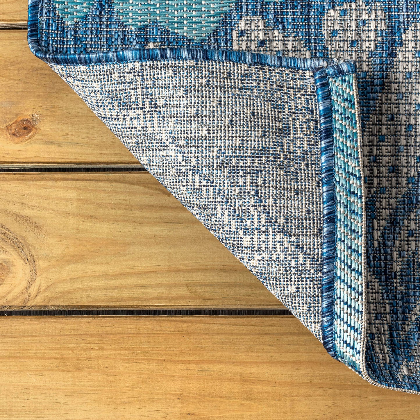 JONATHAN Y Floral Textured Weave Indoor Outdoor Area Rug 5X8 Navy/Aqua, Zinnia Modern for Backyard, Patio, Porch, Easy-Cleaning, High Traffic, Pet-Friendly, Non-Shedding (SMB110C-5)
