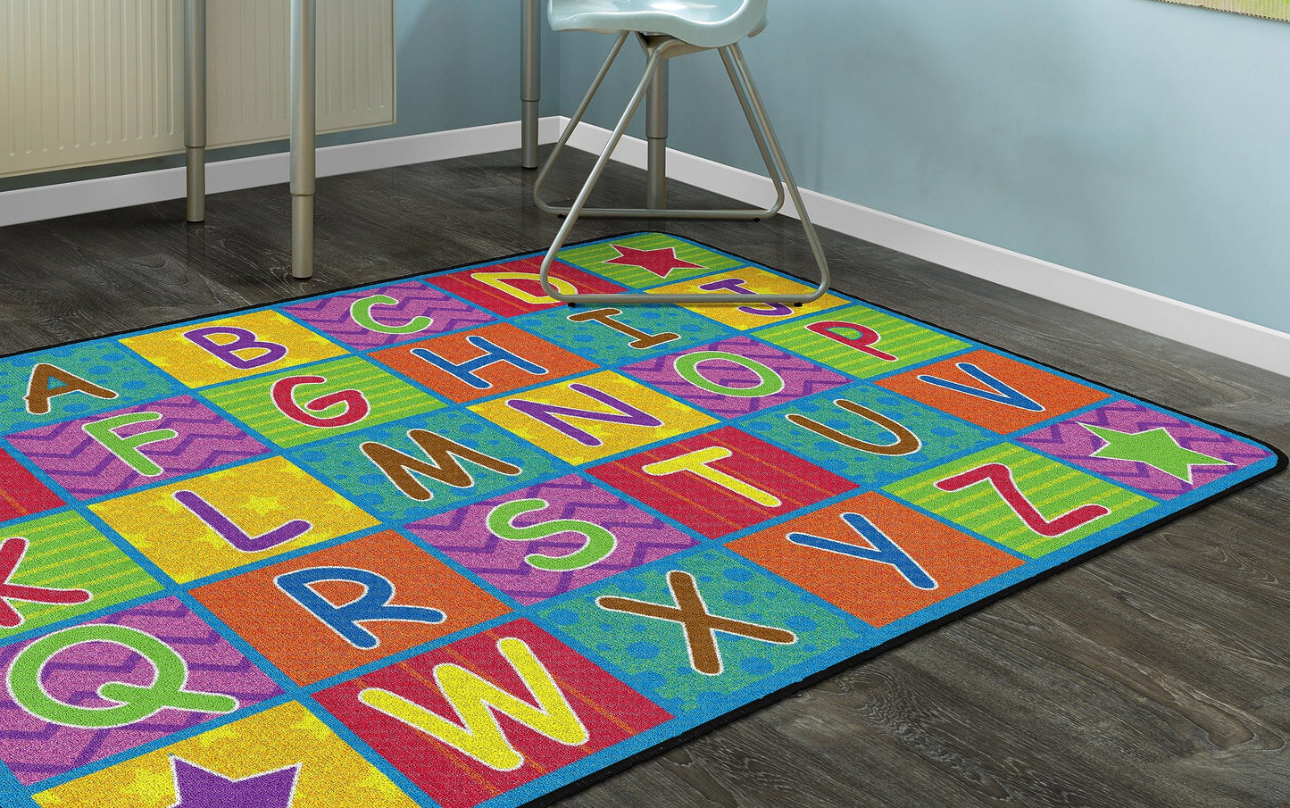 Flagship Carpets Cheerful Alphabet Educational Multicolor Rug for Home Learning Area or Playroom Mat, Kids Room, Childrens Classroom Carpet, 4' x 6', Rectangle