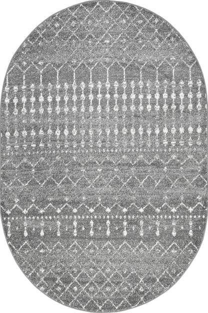 nuLOOM Oval 3x5 Moroccan Blythe Area Rug, Dark Grey, Faded Bohemian Design, Stain Resistant, For Bedroom, Dining Room, Living Room, Hallway, Office, Kitchen, Entryway