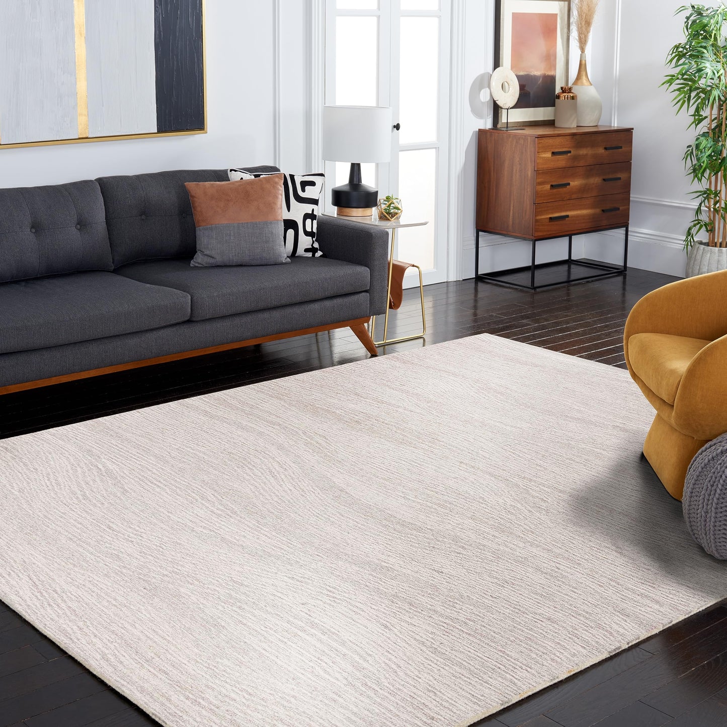 SAFAVIEH Metro Collection 6' x 9' NaturalIvory MET995A Handmade Premium Wool Living Room Dining Bedroom Area Rug