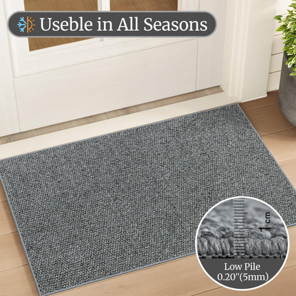 COSOSA Washable Faux Sisal Rug, 10x14 Firm Textured Woven Mat, Indoor-Outdoor Non-Slip Easy-Clean Area Rug, Solid Modern Carpet for Living Room, Bedroom, Kitchen, Entryway, Grey