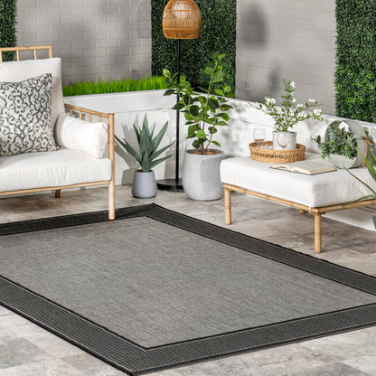 Nuloom Outdoor Performance Gris Grey/Black, 5'3" x 7'6", Solid, Soft and Cozy, High Traffic, Stain Resistant, Easy Clean, Durable Area Rug for Indoor/Outdoor Patio, Deck, Porch, Garden, Courtyard