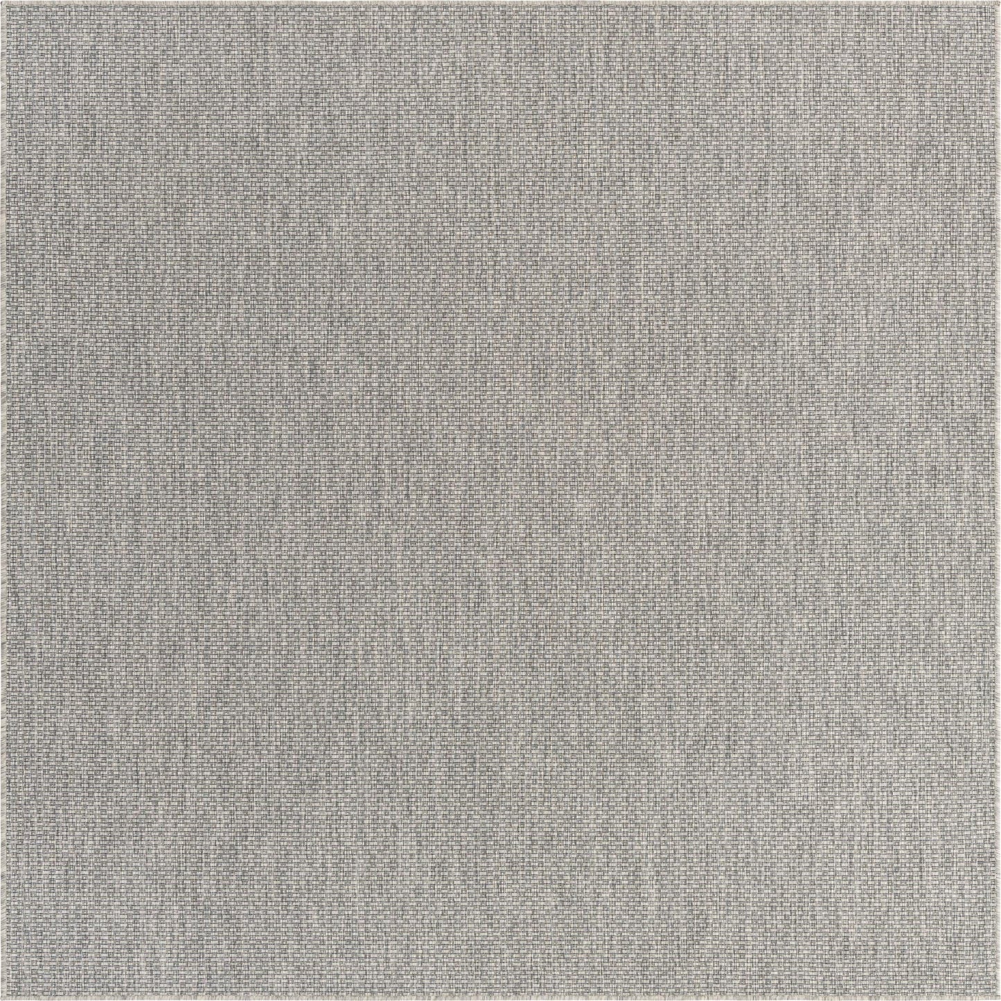 Unique Loom Collection Casual Transitional Solid Heathered Indoor/Outdoor Flatweave Area Rug (8' Square, Light Gray/Ivory)