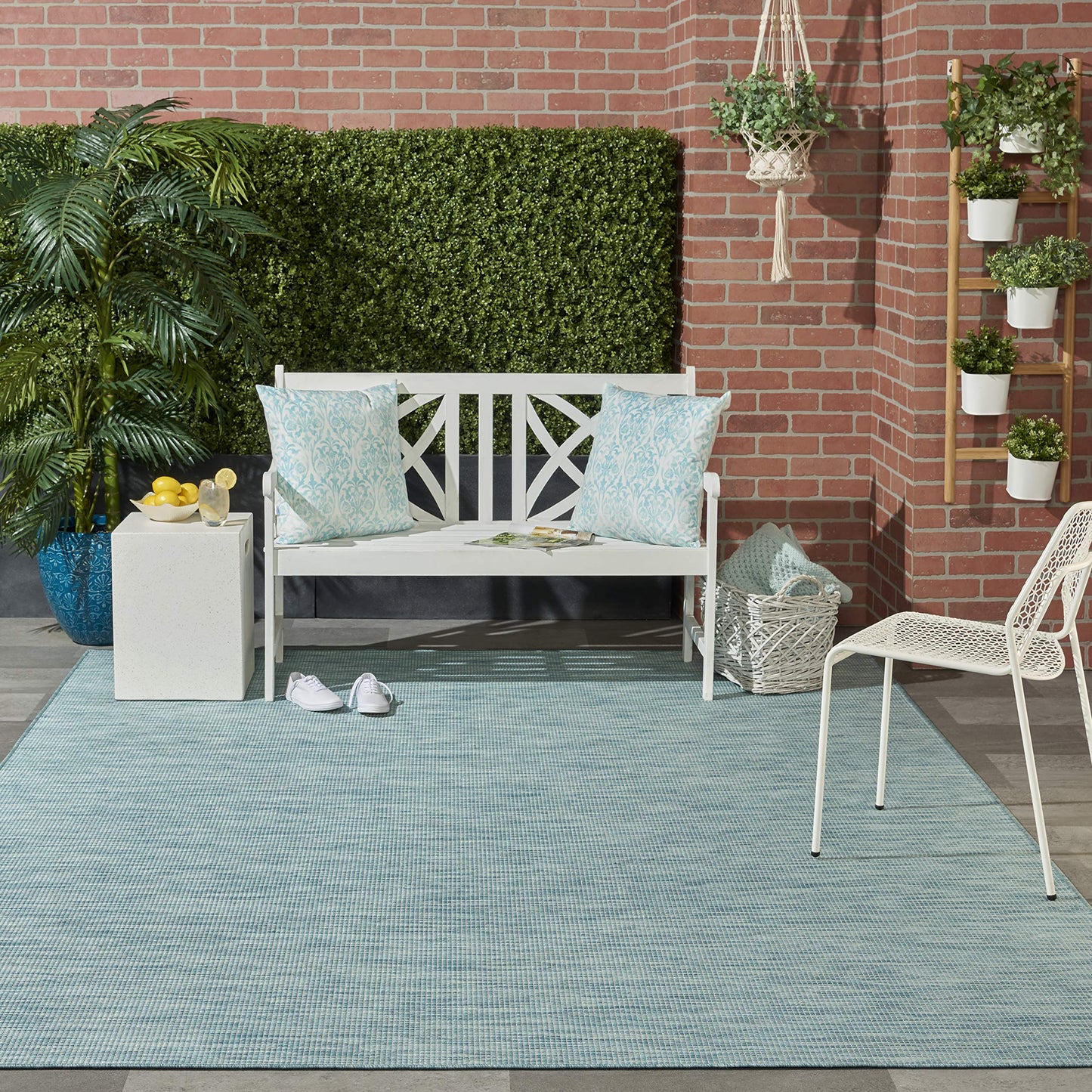Nourison Home Positano Aqua 4' x 6' Area Rug - Easy Clean, Non Shedding, Bed Room, Living Room, Dining Room, Kitchen (4' x 6')