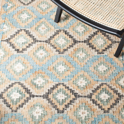 SAFAVIEH Kilim Collection Area Rug - 5' x 8', Blue & Ivory, Handmade Flat Weave Jute, Ideal for High Traffic Areas in Living Room, Bedroom (KLM756M)