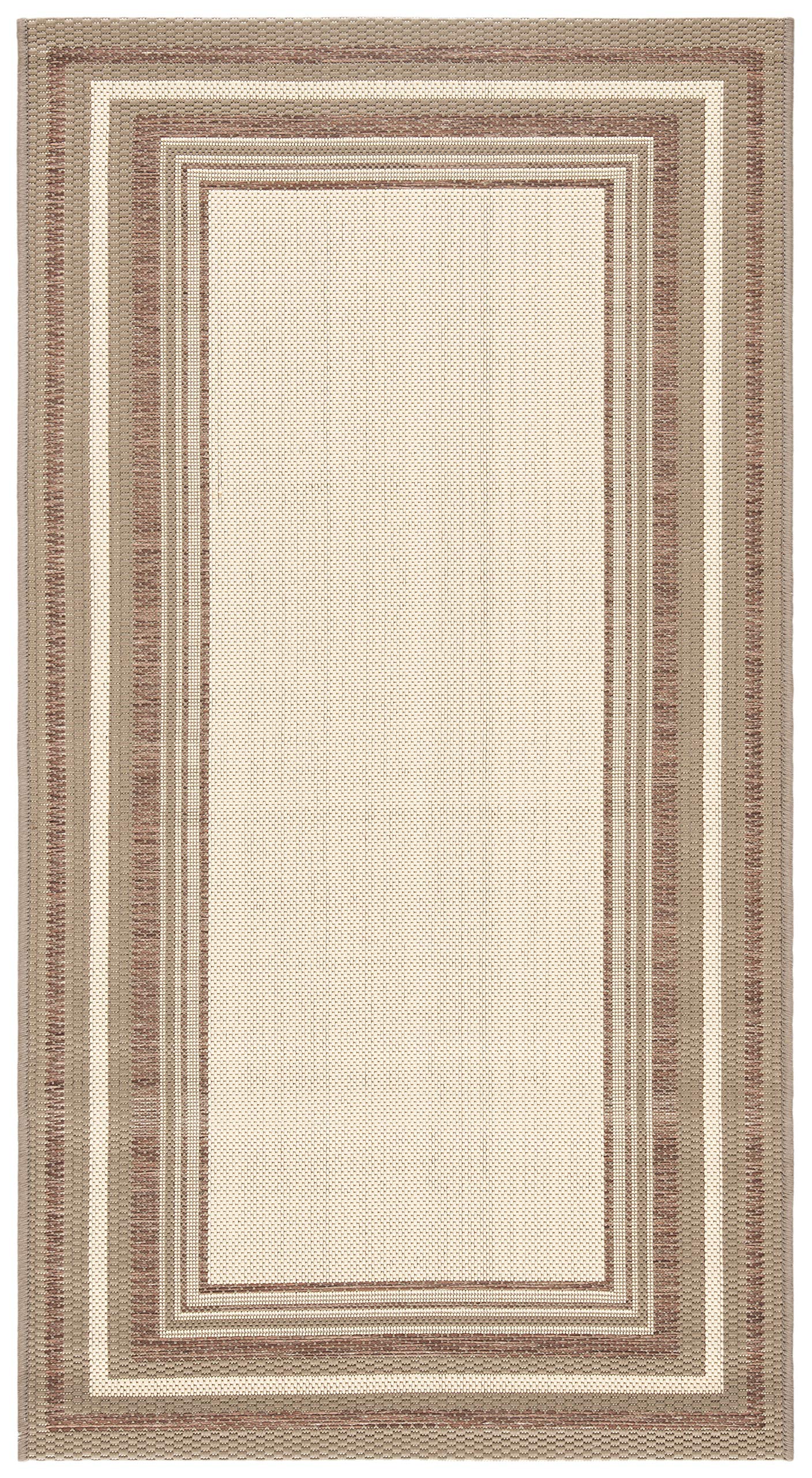 SAFAVIEH Courtyard Collection 2'7" x 5' Beige / Dark Beige CY7896 Indoor/ Outdoor Waterproof Easy Cleaning Patio Backyard Mudroom Area Rug