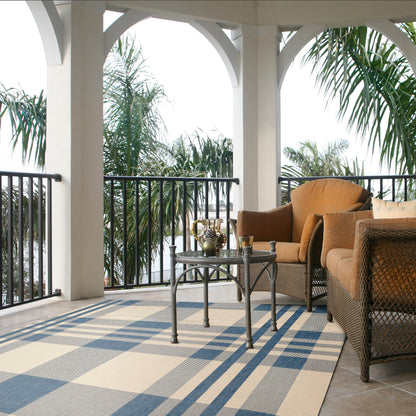 SAFAVIEH Courtyard Collection 8' x 10' Beige/Blue CY6201 Plaid Indoor/ Outdoor Patio Backyard Mudroom Area Rug