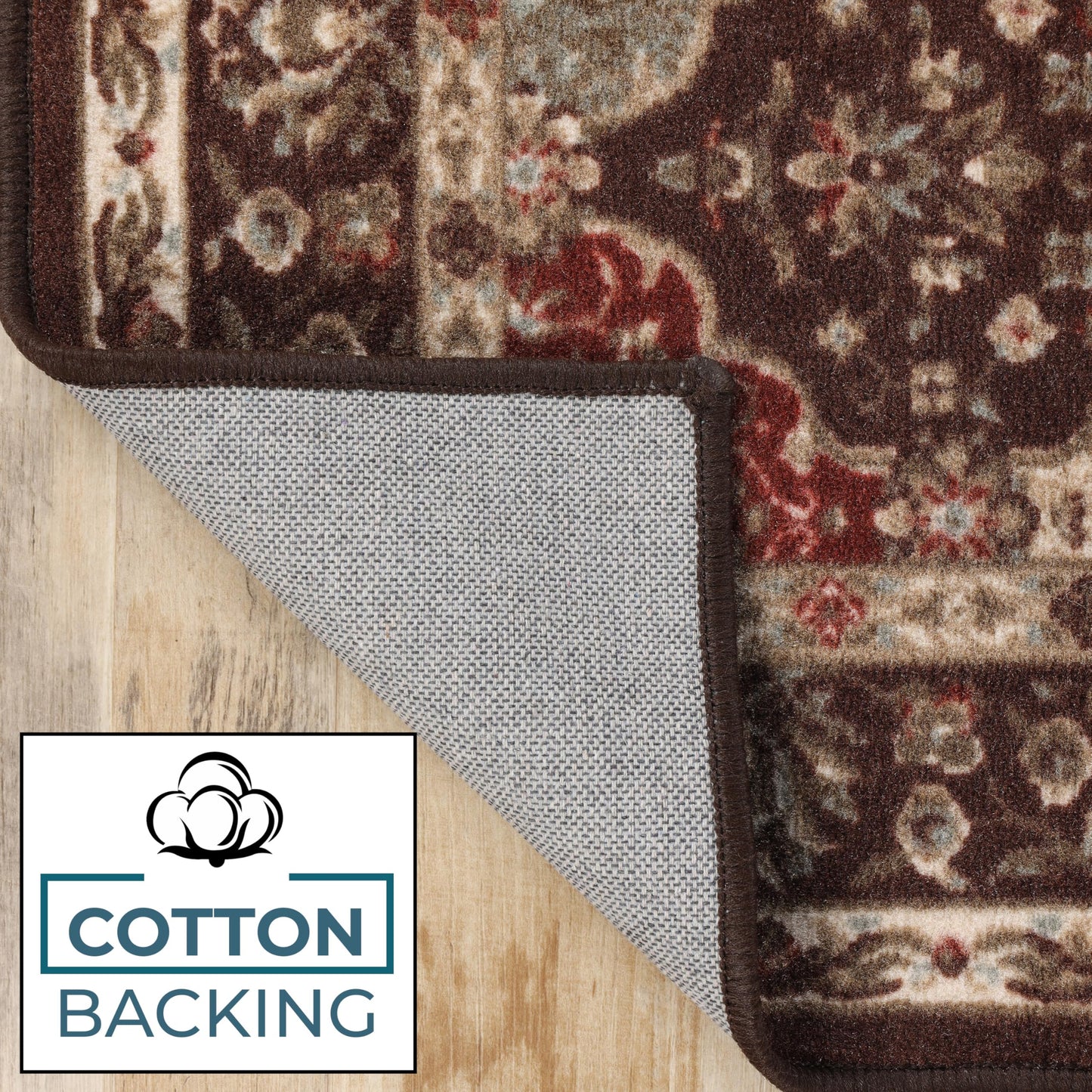 Superior Indoor Runner Rug, Traditional Floral Classic Floor Decor for Bedroom, Entryway, Hallway, Office, Living/Dining, Plush Carpet Cover, Palmyra Collection, 2' 7" x 6', Chocolate