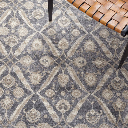 SAFAVIEH Sofia Collection Accent Rug - 4' x 5'7", Dark Grey & Beige, Tribal Distressed Oriental Design, Non-Shedding & Easy Care, Ideal for High Traffic Areas in Foyer, Living Room, Bedroom (SOF378F)
