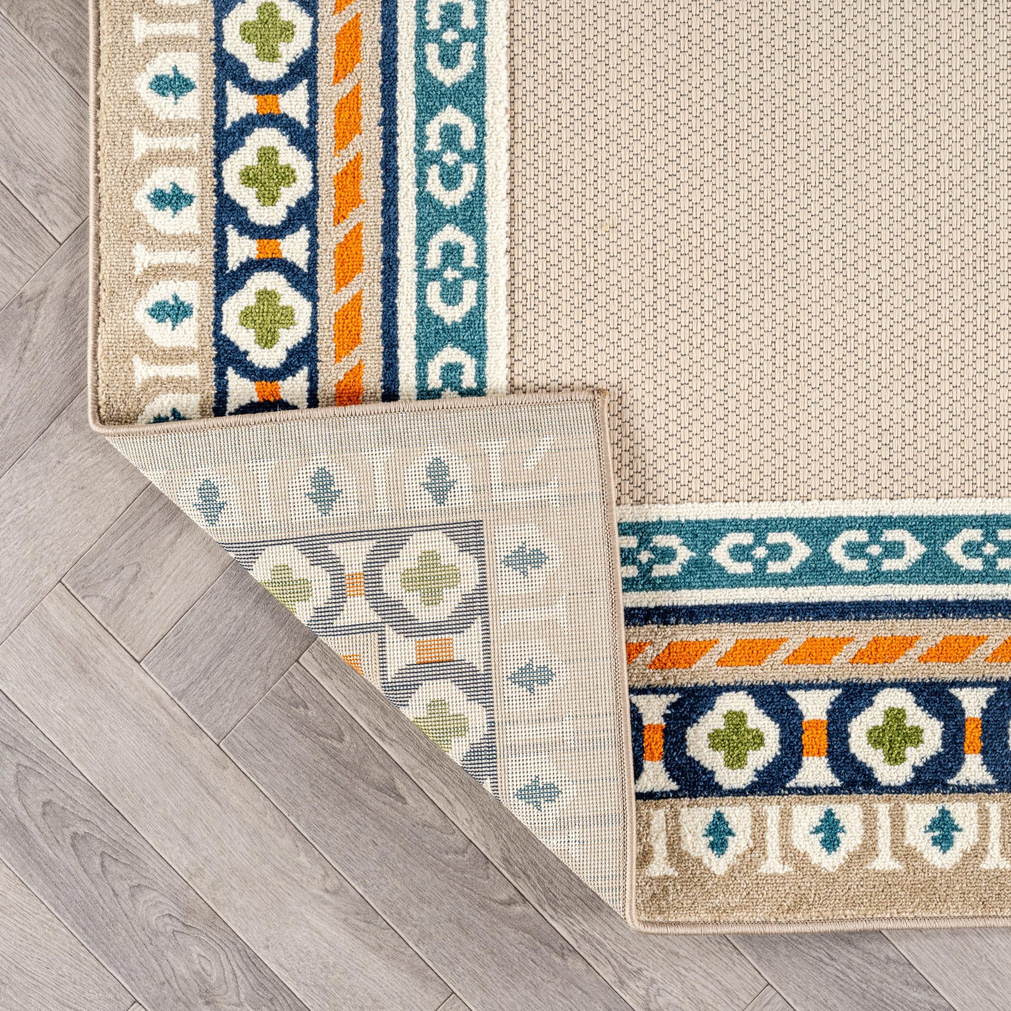 Rugshop Indoor/Outdoor High-Low Textured Area Rug, Coastal Border, Easy-Clean Patio Rug for Porch Deck Balcony 2' x 3' Multi