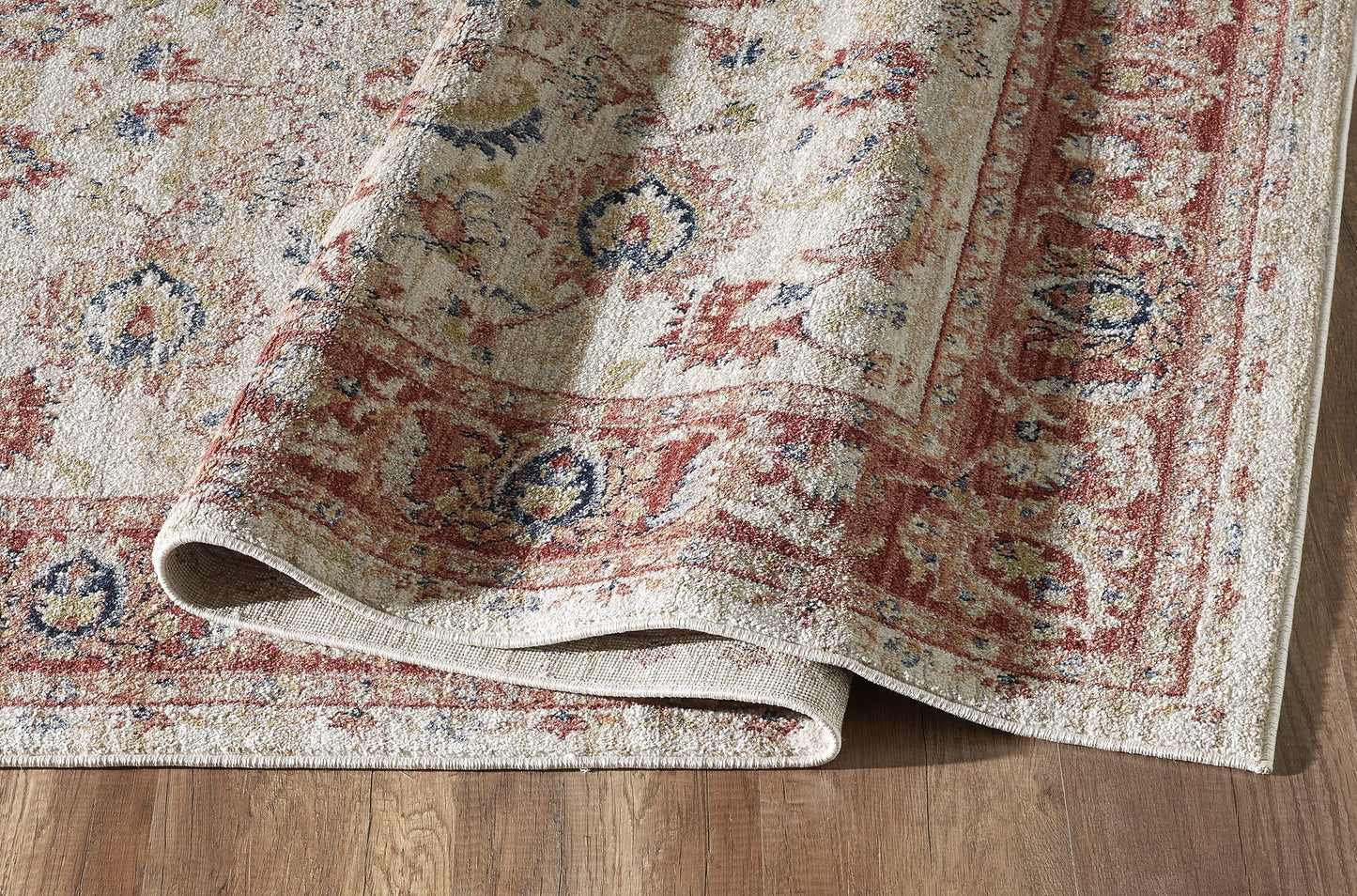 Abani Traditional Beige & Red 5'3" x 7'6" Area Rug, Babylon Collection - Classic Motif Vintage Turkish Accent Rug Rugs