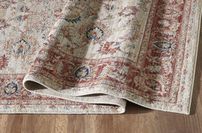 Abani Traditional Beige & Red 5'3" x 7'6" Area Rug, Babylon Collection - Classic Motif Vintage Turkish Accent Rug Rugs